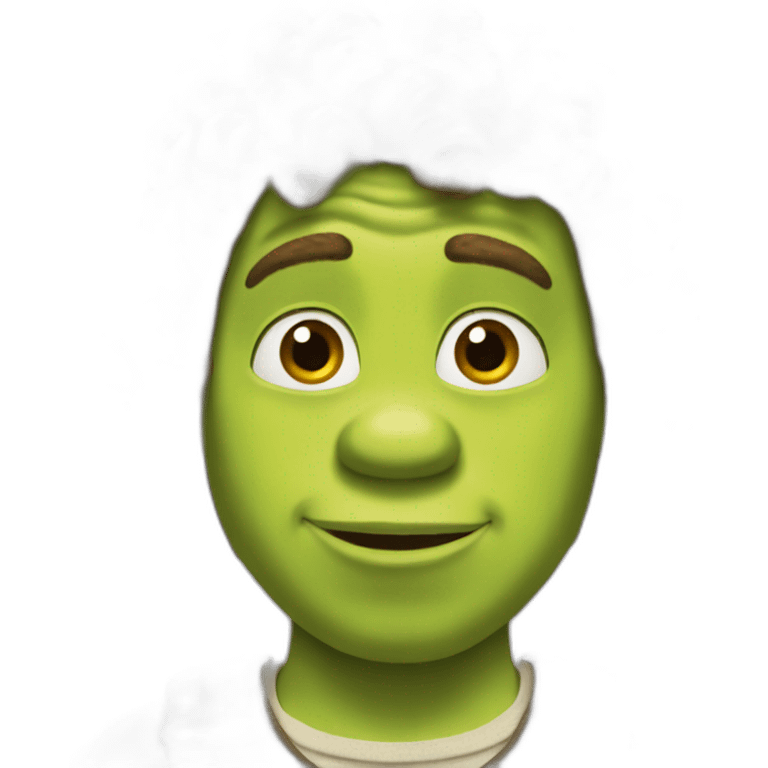 Shrek emoji with curly hair emoji