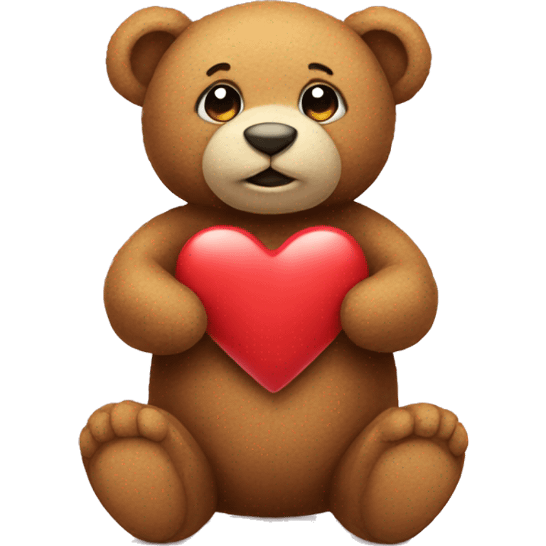 teddy holding a love heart emoji