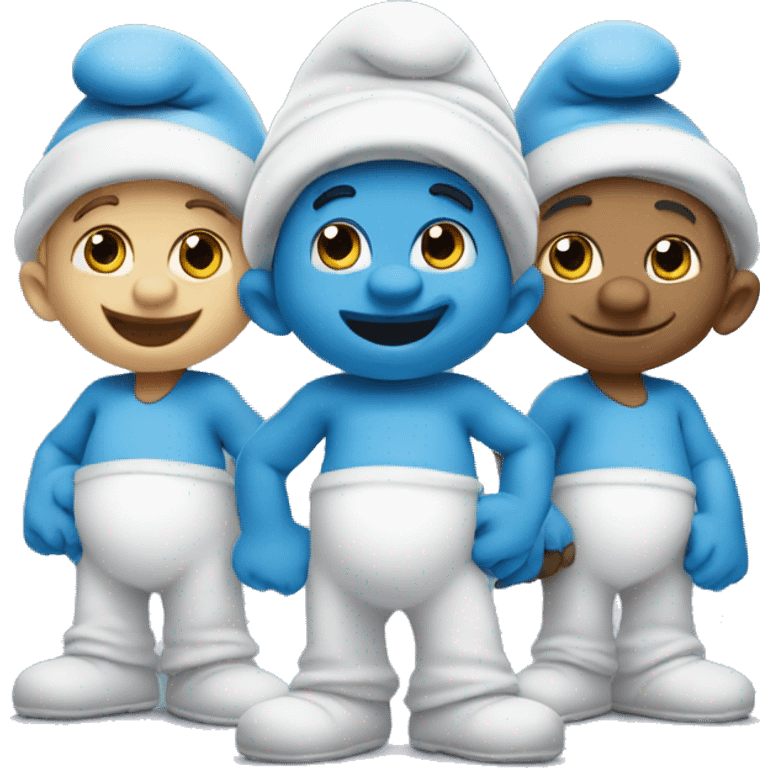 three cute Smurfs  emoji