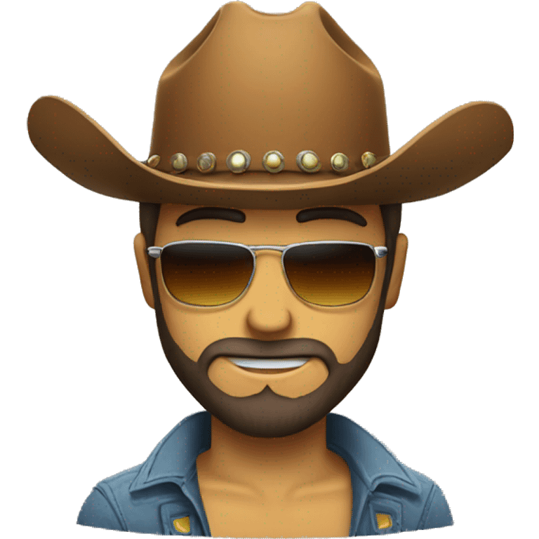 cry bearded man with cowboy hat and sunglass with thumb down emoji