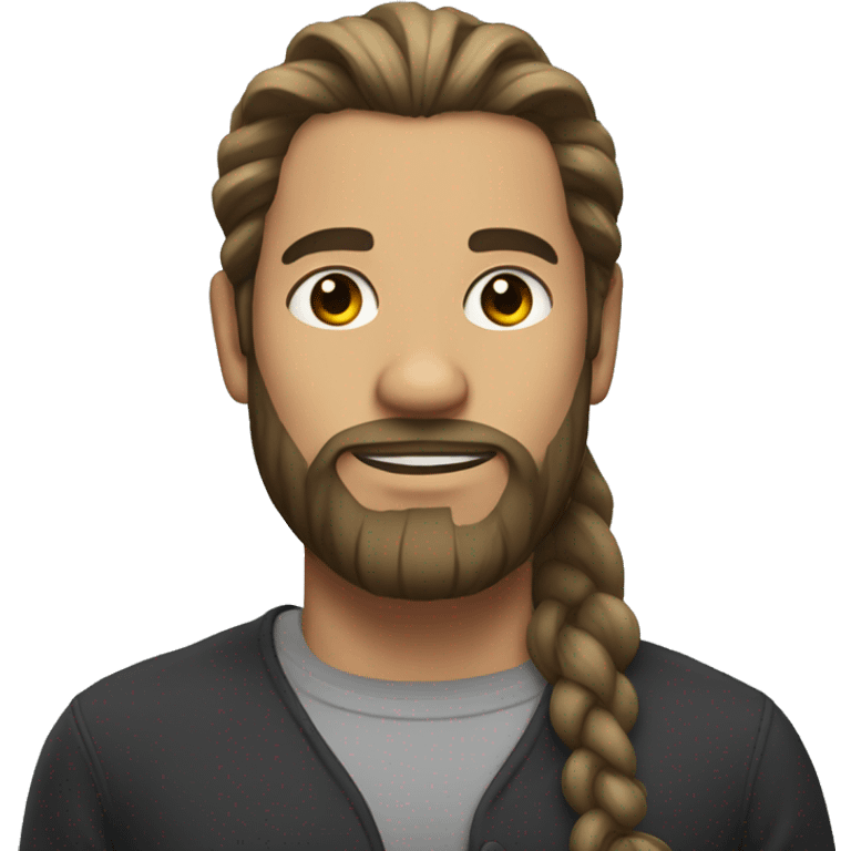 bearded man with long hair in a ponytail emoji