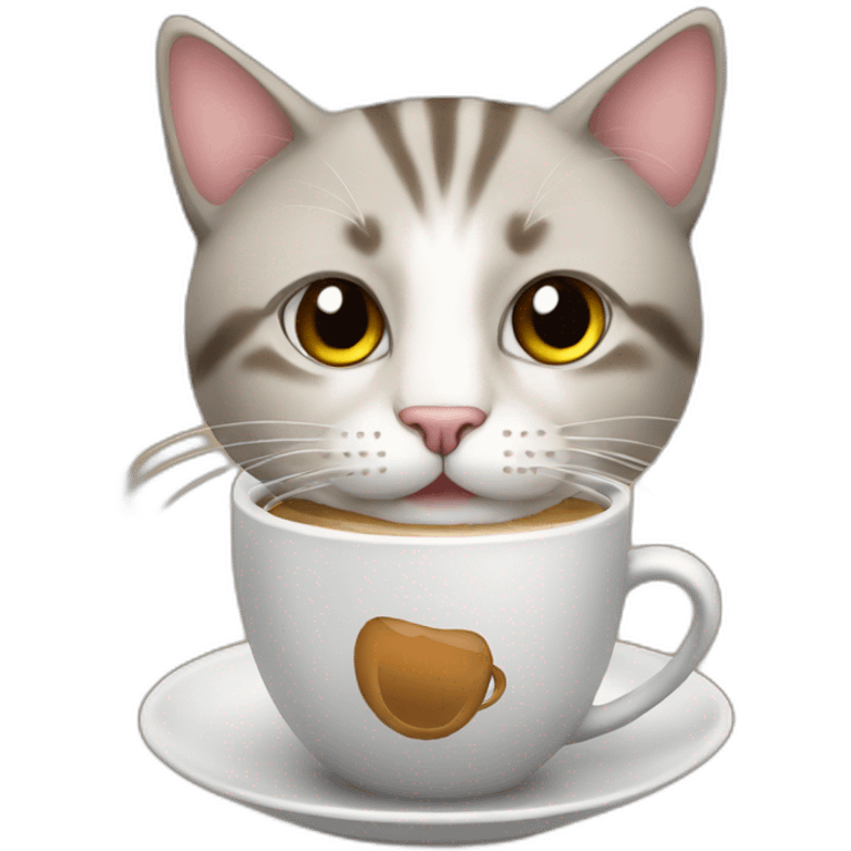 a cat with a cup of coffee emoji