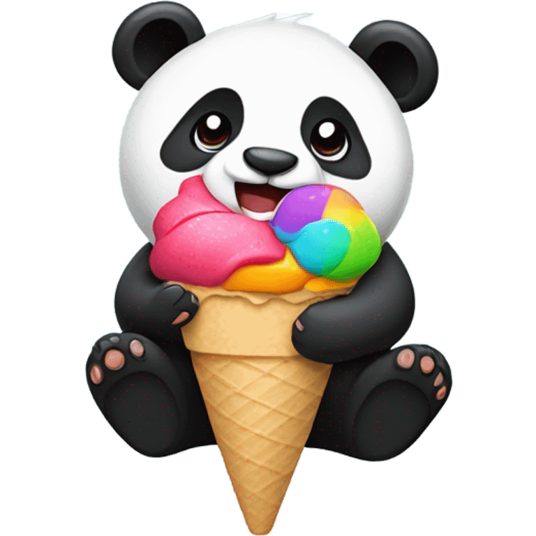 Panda eating ice cream emoji