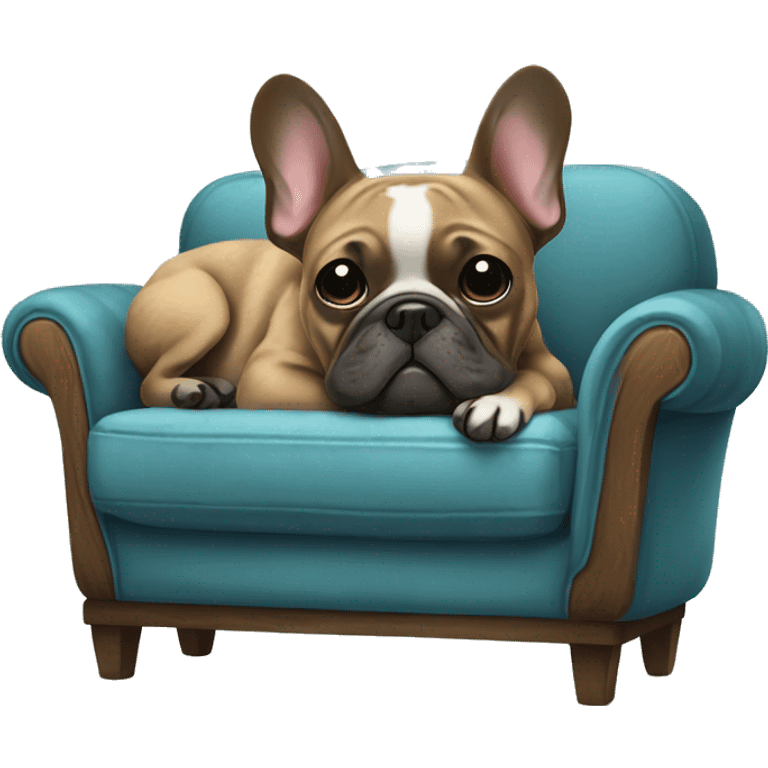 Brindle Frenchie resting on couch emoji