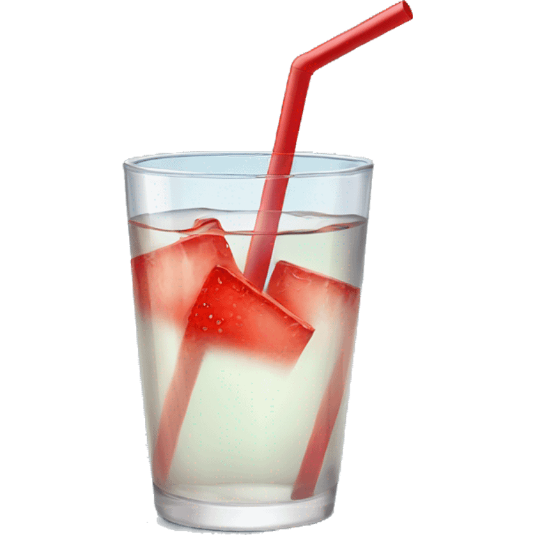 glas with water and a red straw emoji