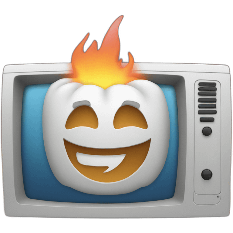 Computer with fire behind emoji