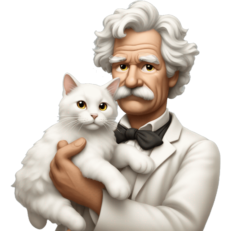 Mark Twain holding a cat emoji