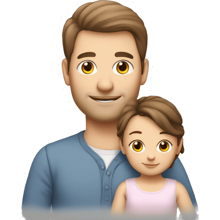 Family of 3- mum,brownhair-dad,White-newborn girl emoji