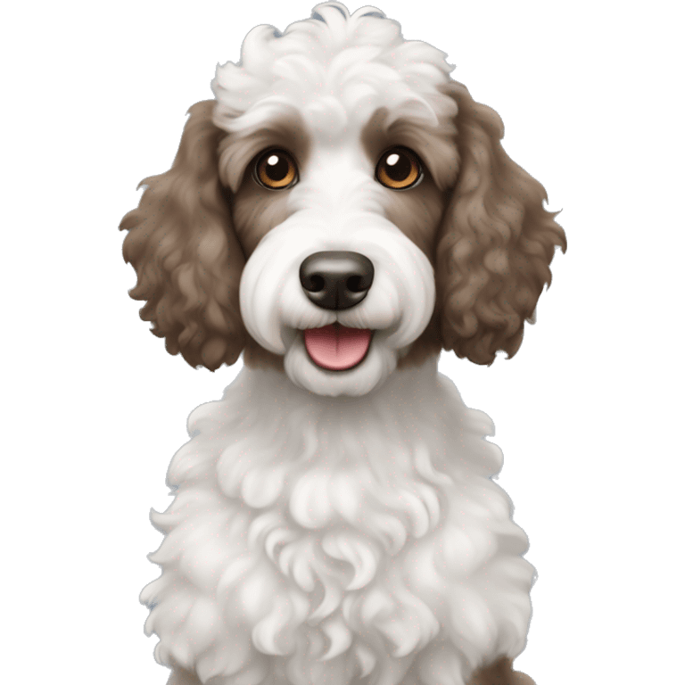 Brown and white poodle and grey aussiedoodle emoji