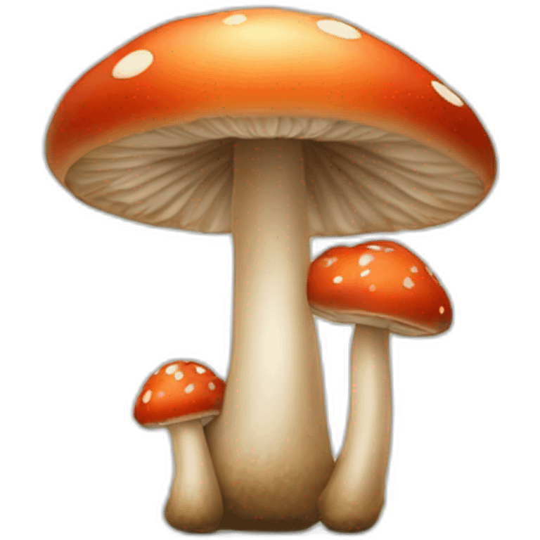 Long shaped mushroom with two circular smaller mushrooms at its feet emoji