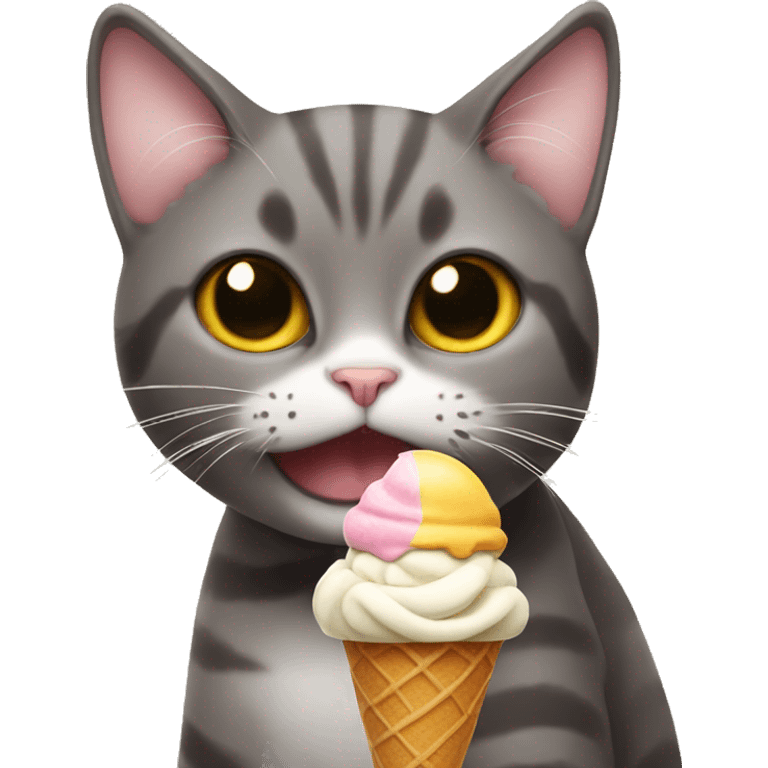 Cat with an ice cream emoji