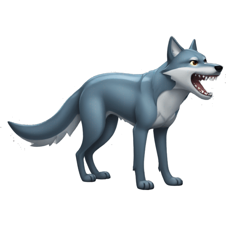 Shiny Wolf with a shark tail Full Body emoji