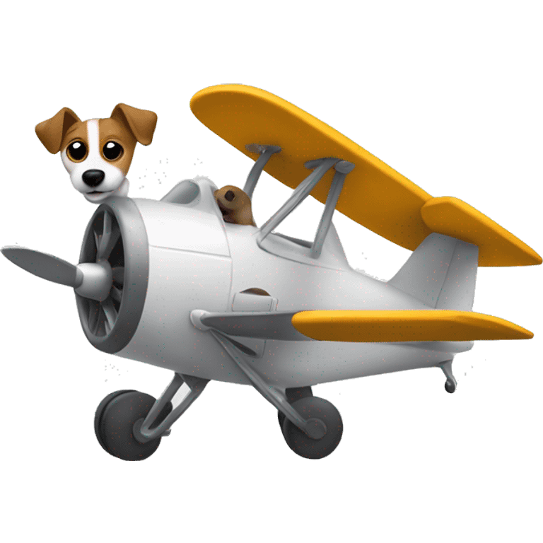 a jack russel driving a plane emoji