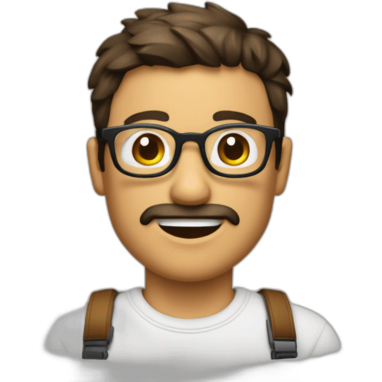 Homme brun raser sur les coter avec des lunette ronde fine emoji