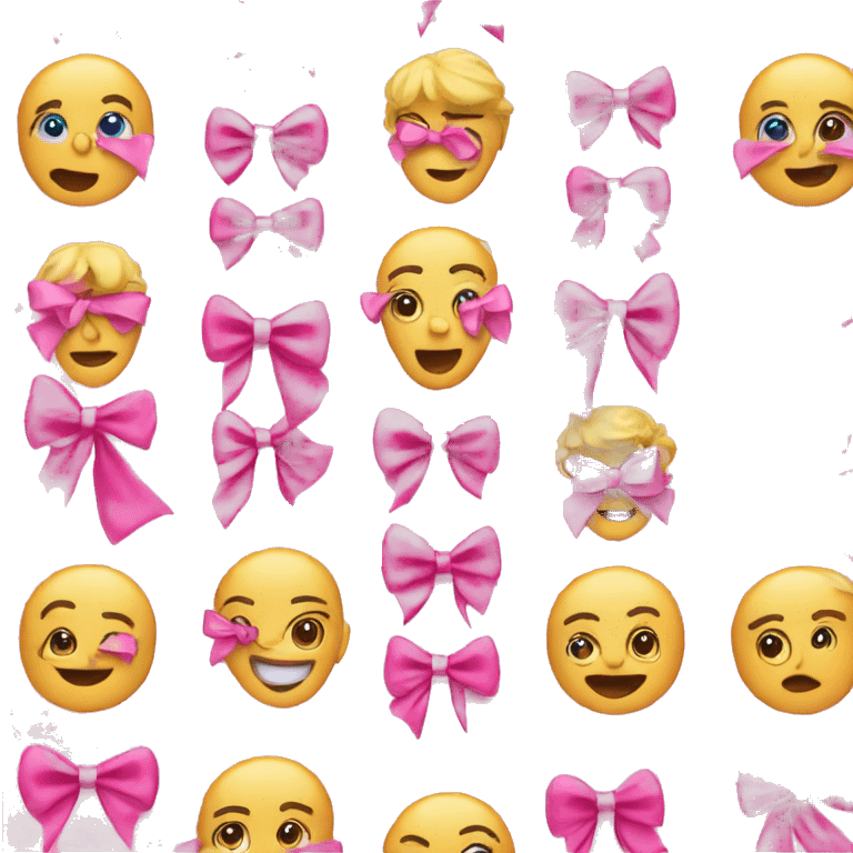 Emoji faces but with pink bows emoji