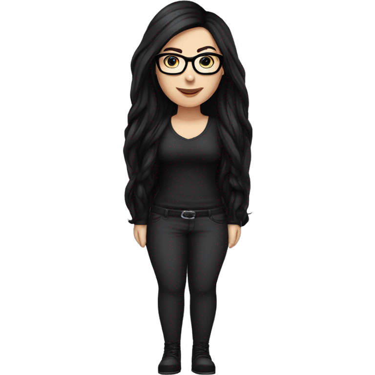 Caucasian-Mum-woman-goth-long-straight-dark-hair-standing-wearing-glasses-plus-size emoji