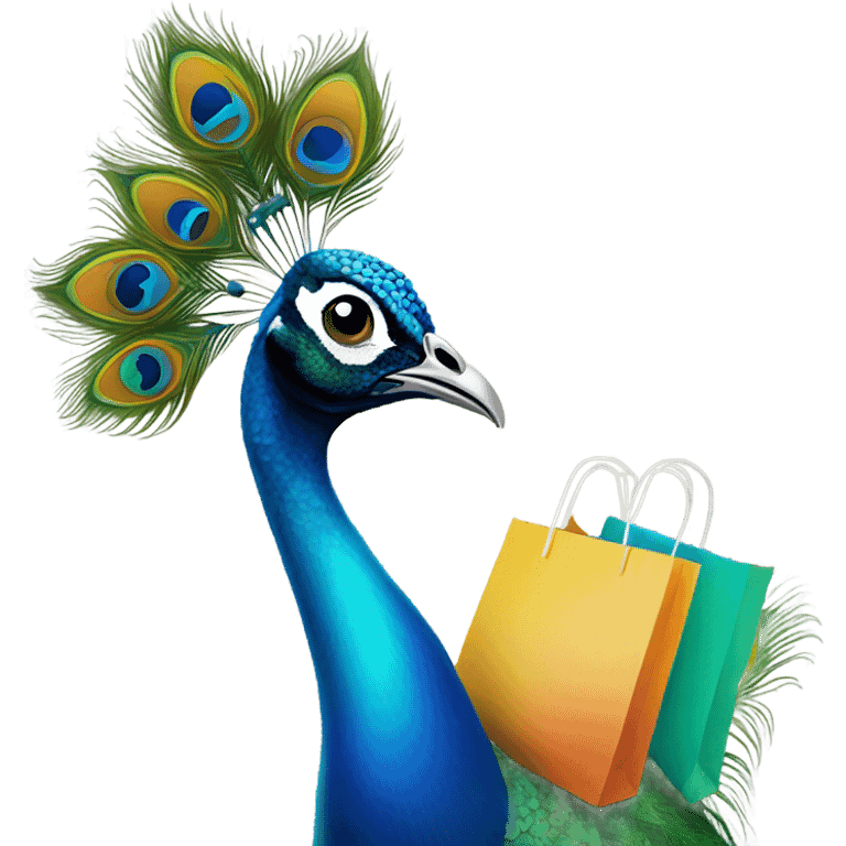 Peacock with shopping bags emoji