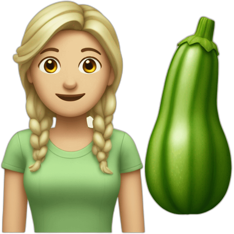 Frau beißt Zucchini mit den Wangen emoji