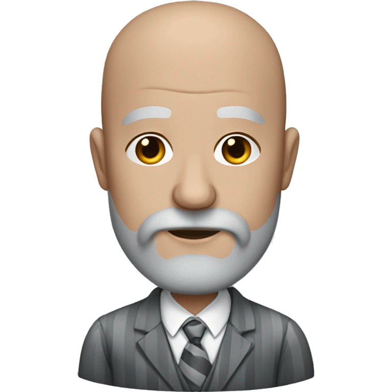 Slightly fat bald man with graying brown long beard. Wearing a grey striped suit emoji