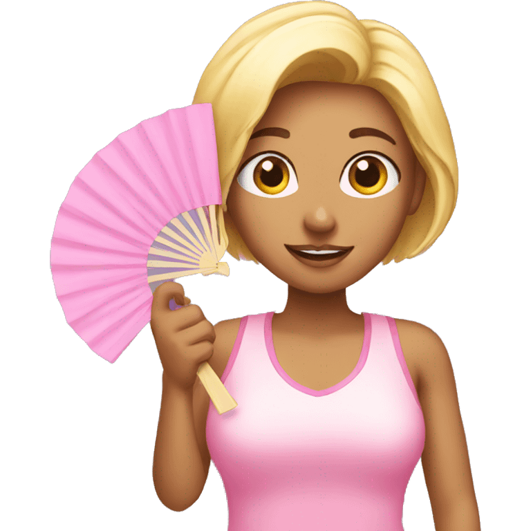 pink holding fan emoji