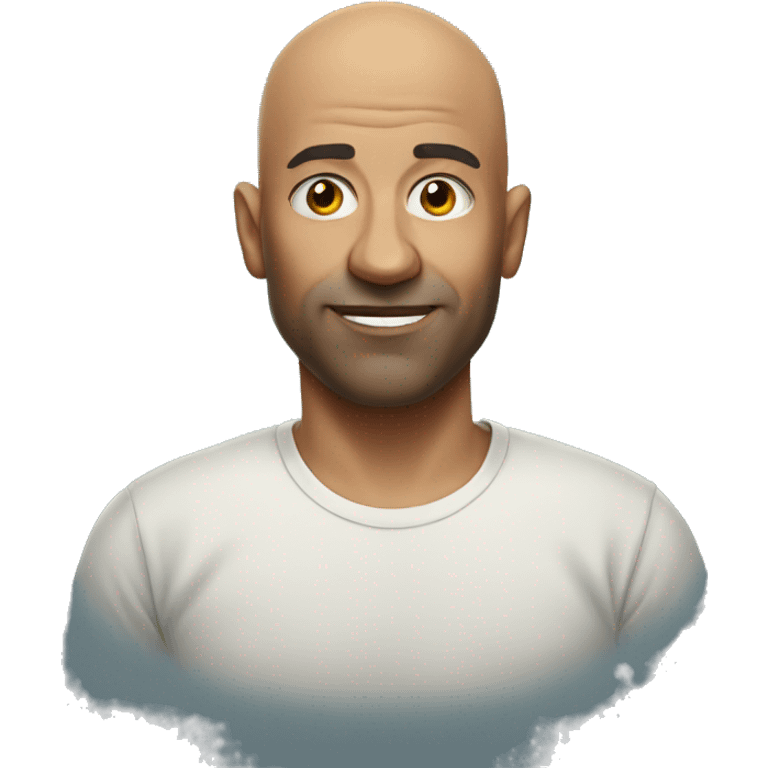 bald man in t-shirt portrait emoji