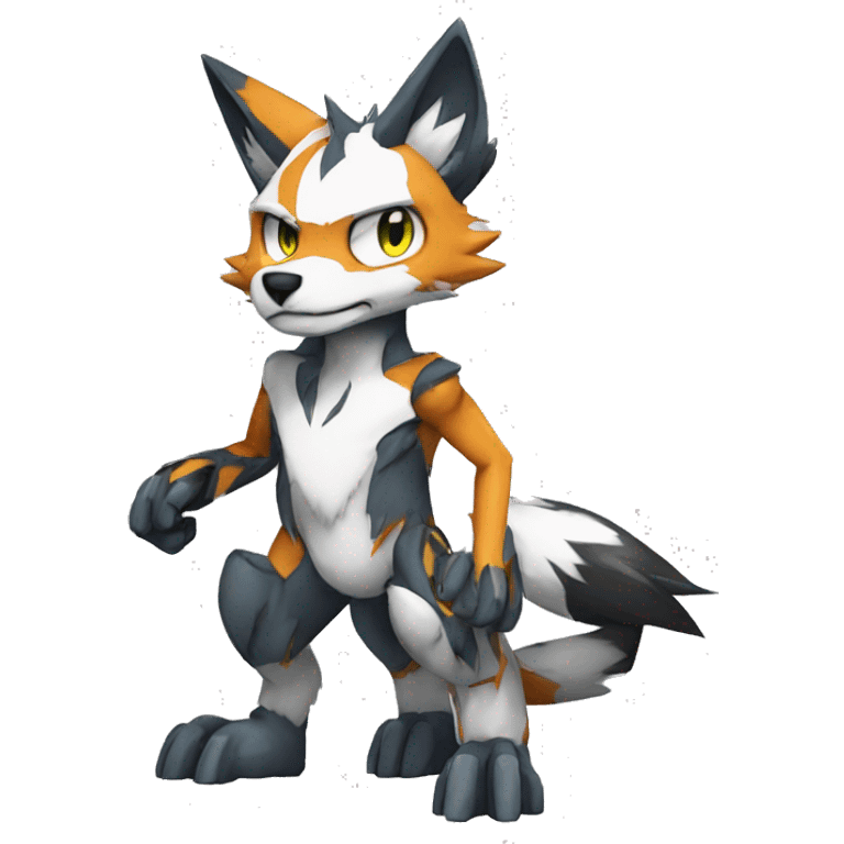  Cool Edgy Digimon-Fakemon-Fox with edgy markings full body emoji