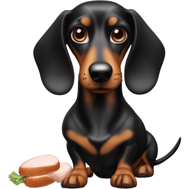 sausage dog eating chicken  emoji