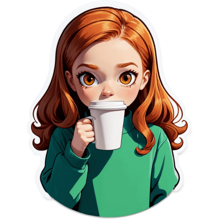 White girl with coffe eyes and ginger hair  emoji