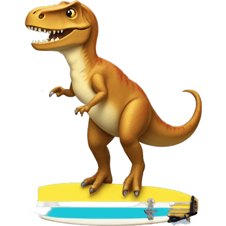 T. rex on a surfboard wearing a skirt  emoji