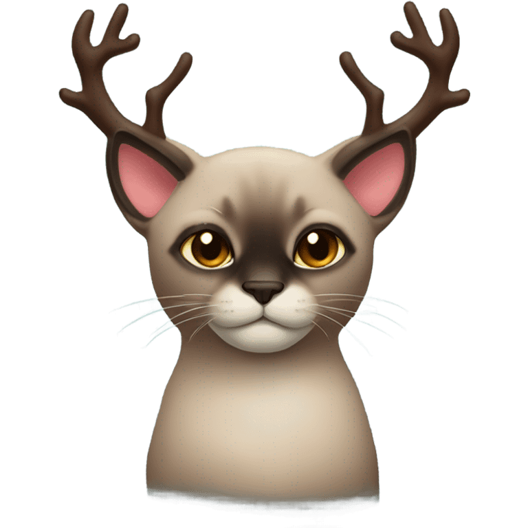 Dark Siamese cat with reindeer antlers emoji