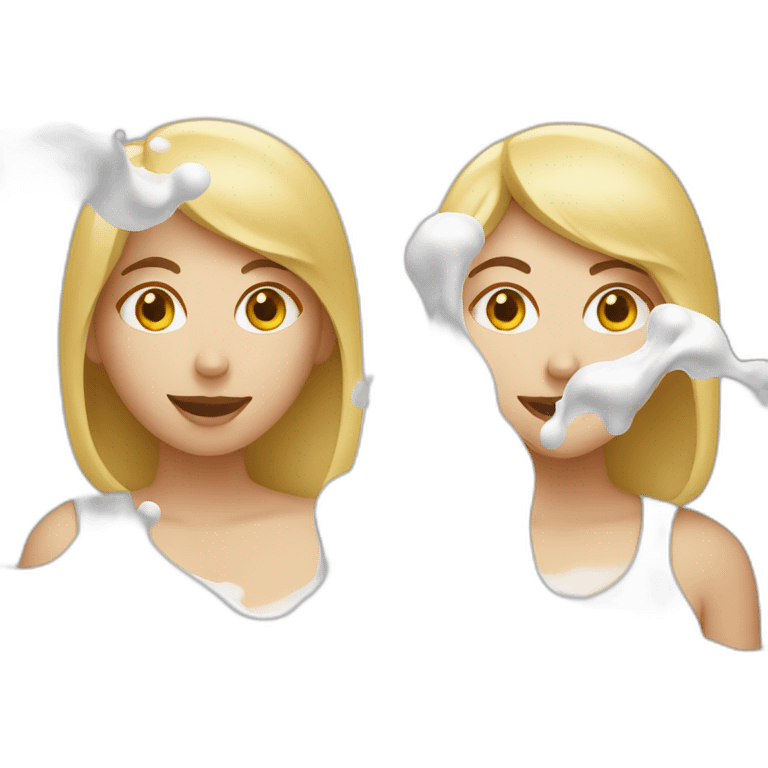 two woman faces covered in milk emoji