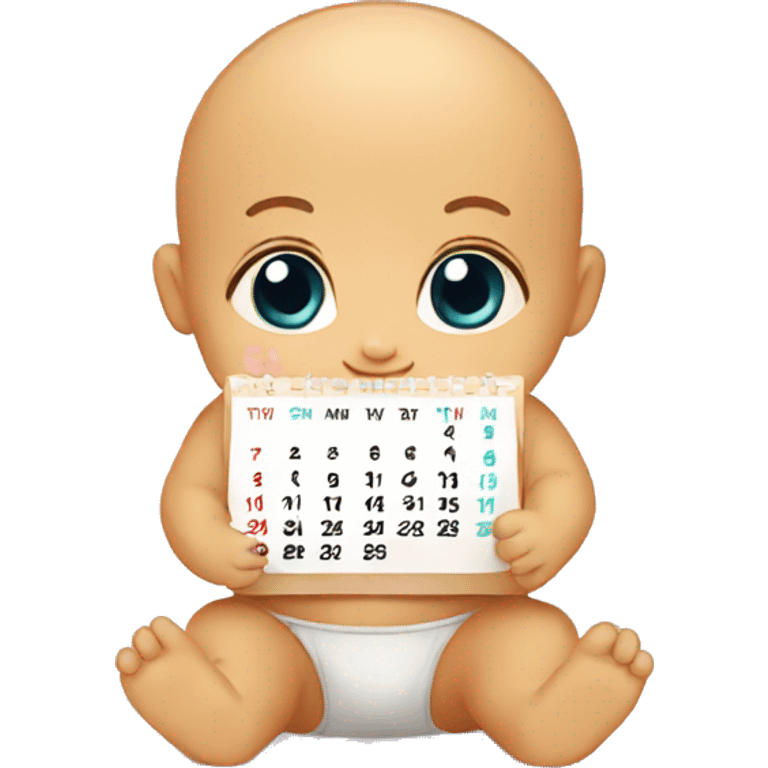 calendar with a baby inside emoji