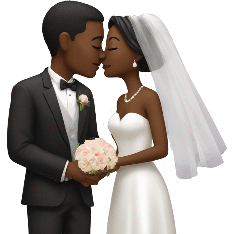 A couple at an alter on their wedding day kissing  emoji