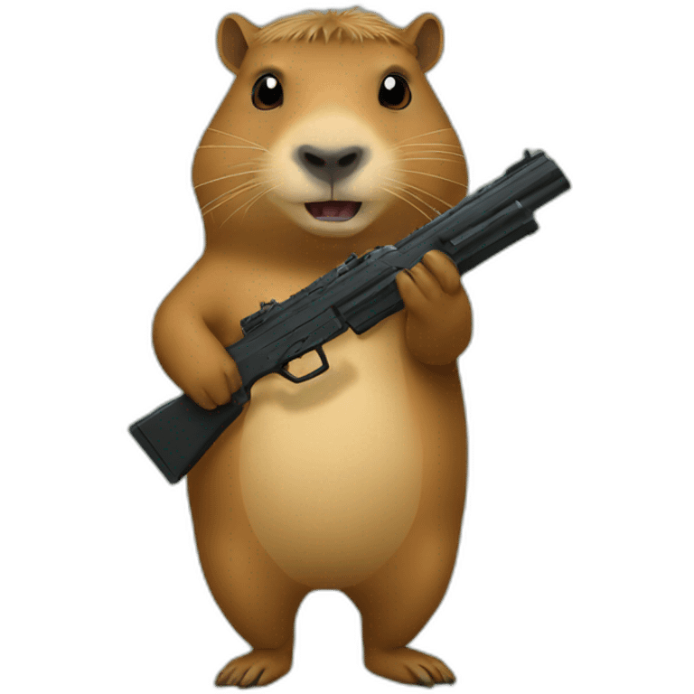 Capybara with a gun emoji