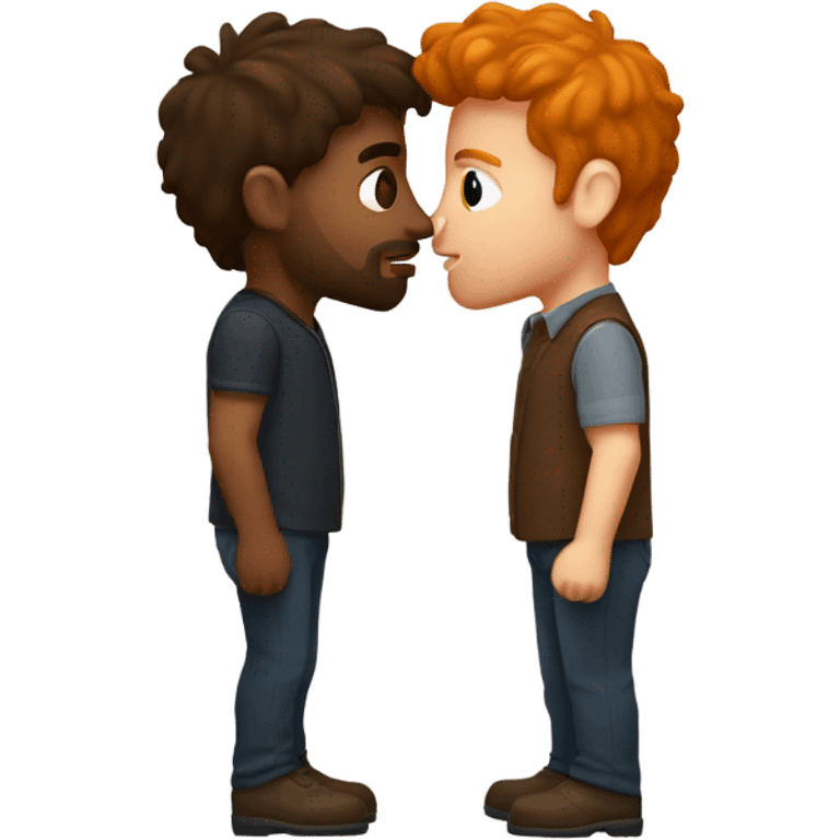 Brunette Man Kissing ginger man emoji