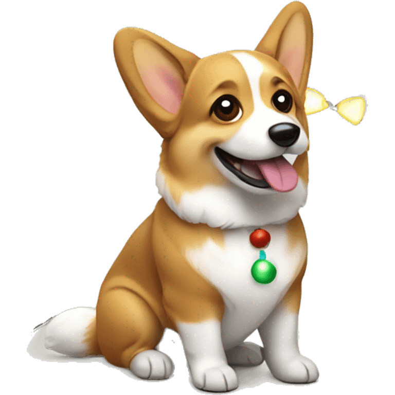 Corgi dog with christmas lights  emoji