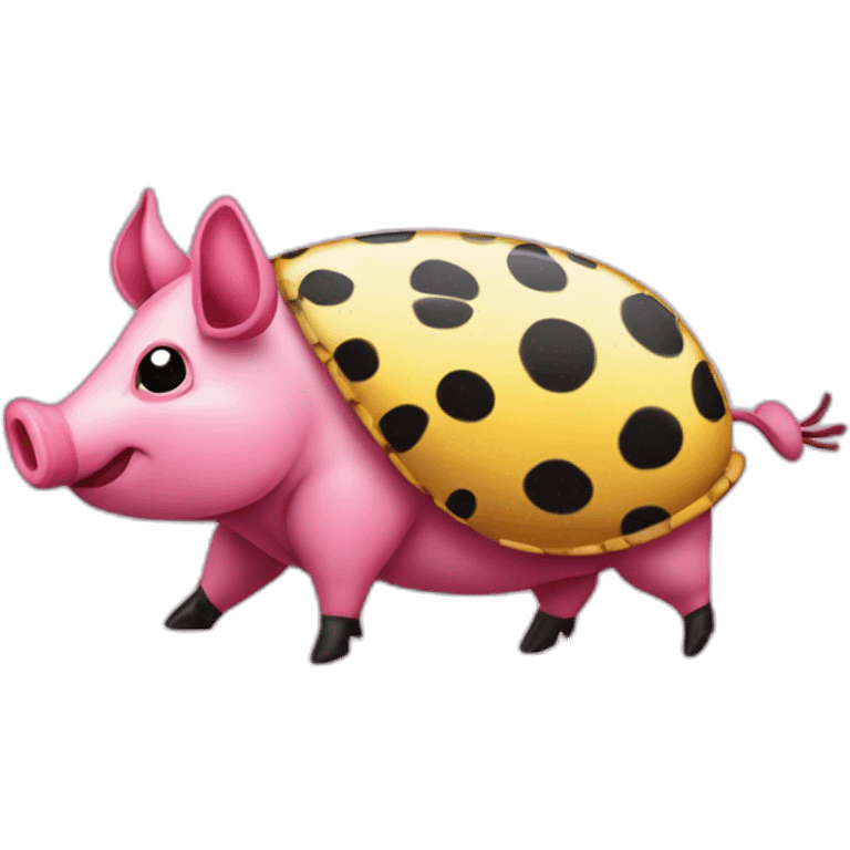 Pink pig armadillo cow centipede insect with yellow and black spots gradient mottled emoji