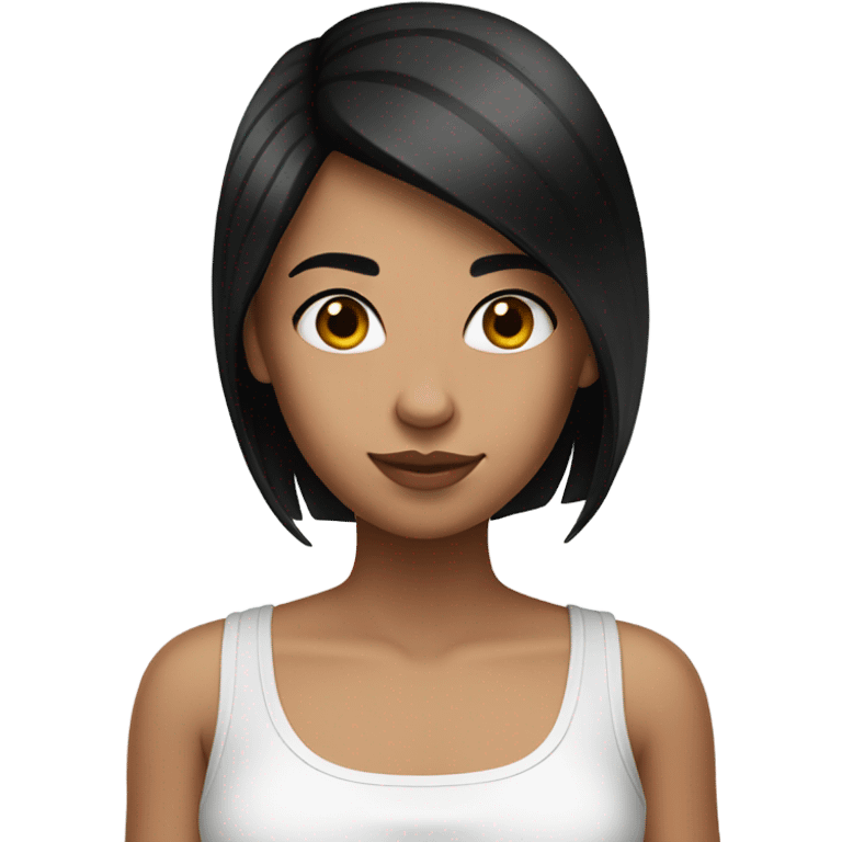 a girl with black straight hair and a white tank top emoji