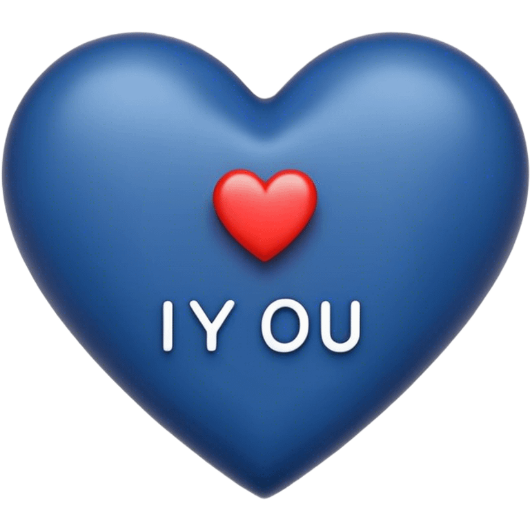 Dark blue heart with the words I Love You in the middle  emoji