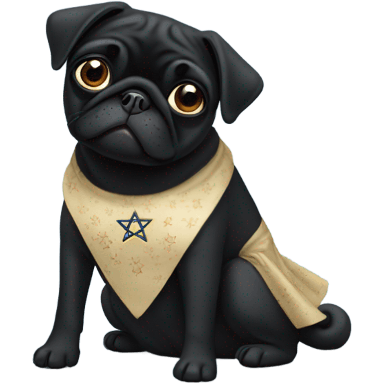 Black pug in a Jewish star dress emoji