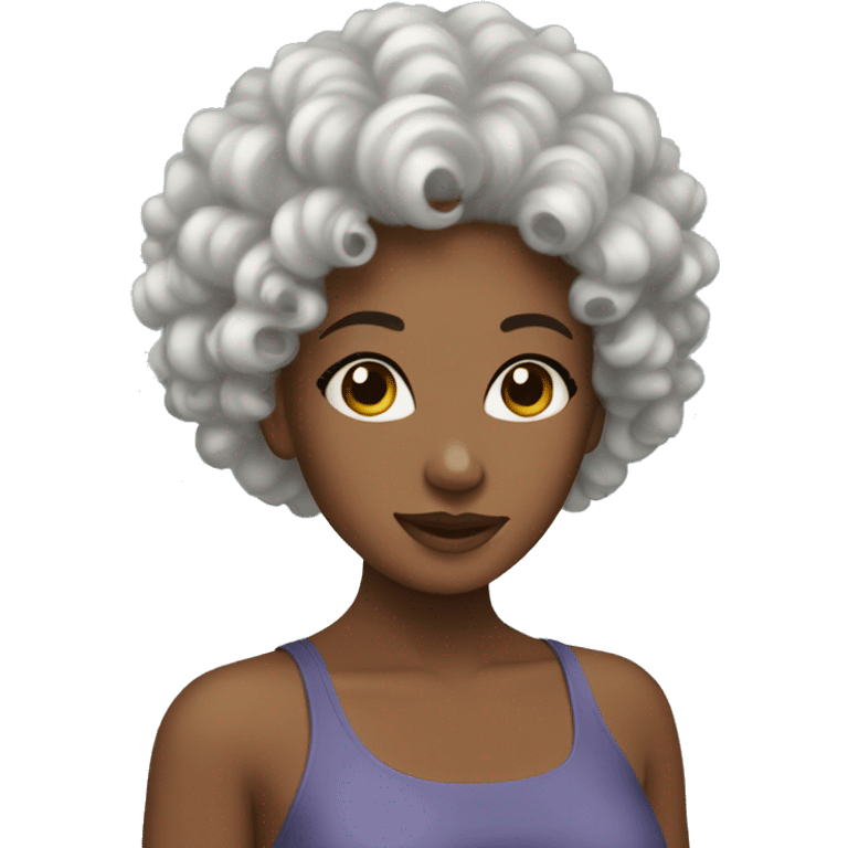 Curly hair girl spa day emoji