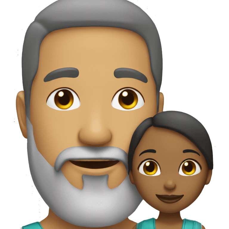  Grey Goatee beard man kisses Caribbean girl emoji