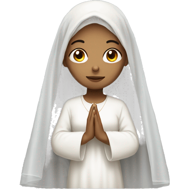 Light skin girl praying with white veil  emoji