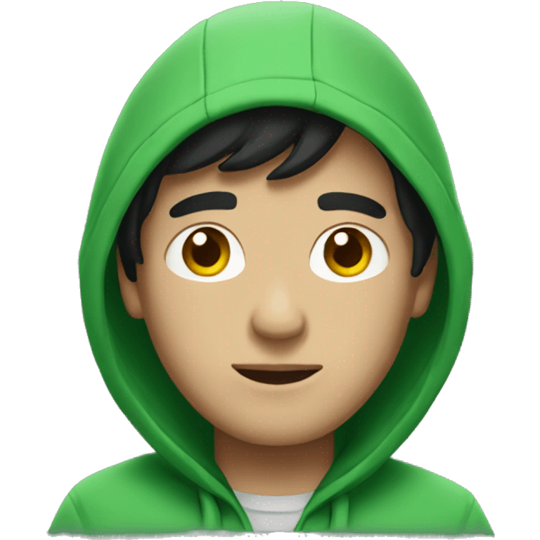 Black-haired white guy in green hoodie  emoji