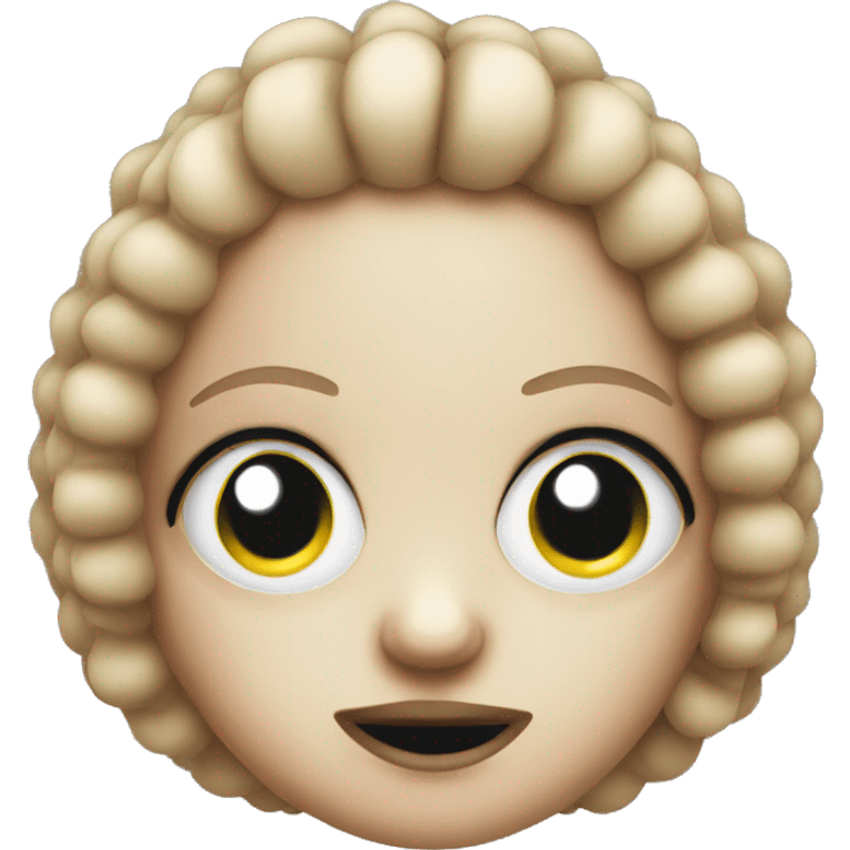 creepy doll with buttons as eyes emoji