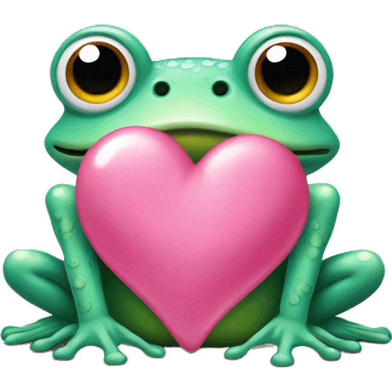 A frog with a lovely pink heart emoji