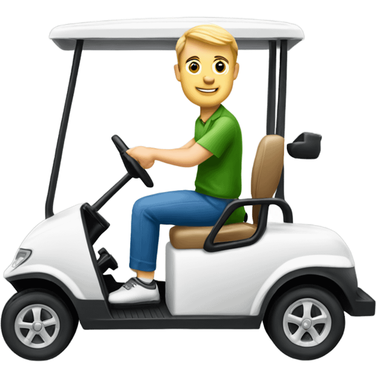 White guy driving realistic looking golf cart emoji