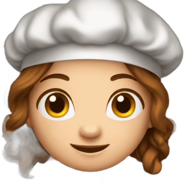 Brown hair chef girl with knifes tatto emoji