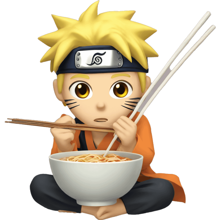 Naruto eating ramen with chopsticks emoji