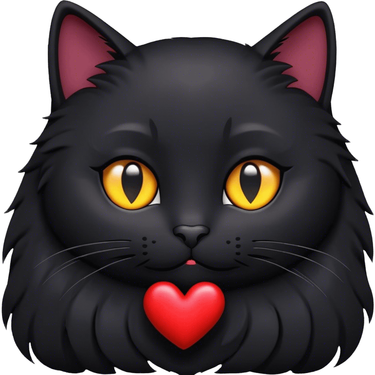 Black cat with heart emoji